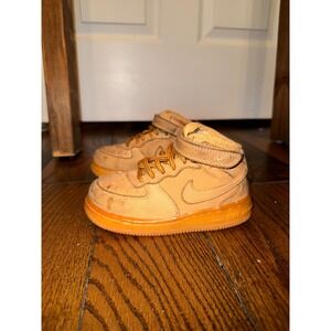 Nike Air Force 1 Mid Toddler Shoes Tan‎ Orange Gum Sole Size 8C